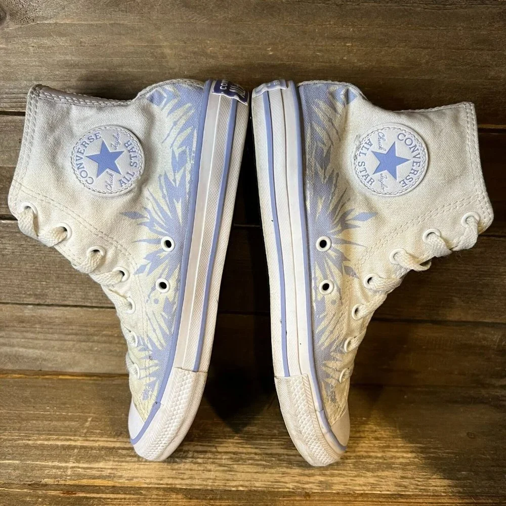 Big Kids Converse CTAS White Canvas Shoes Disney Frozen Hi Top Sneakers Size 3 Y
